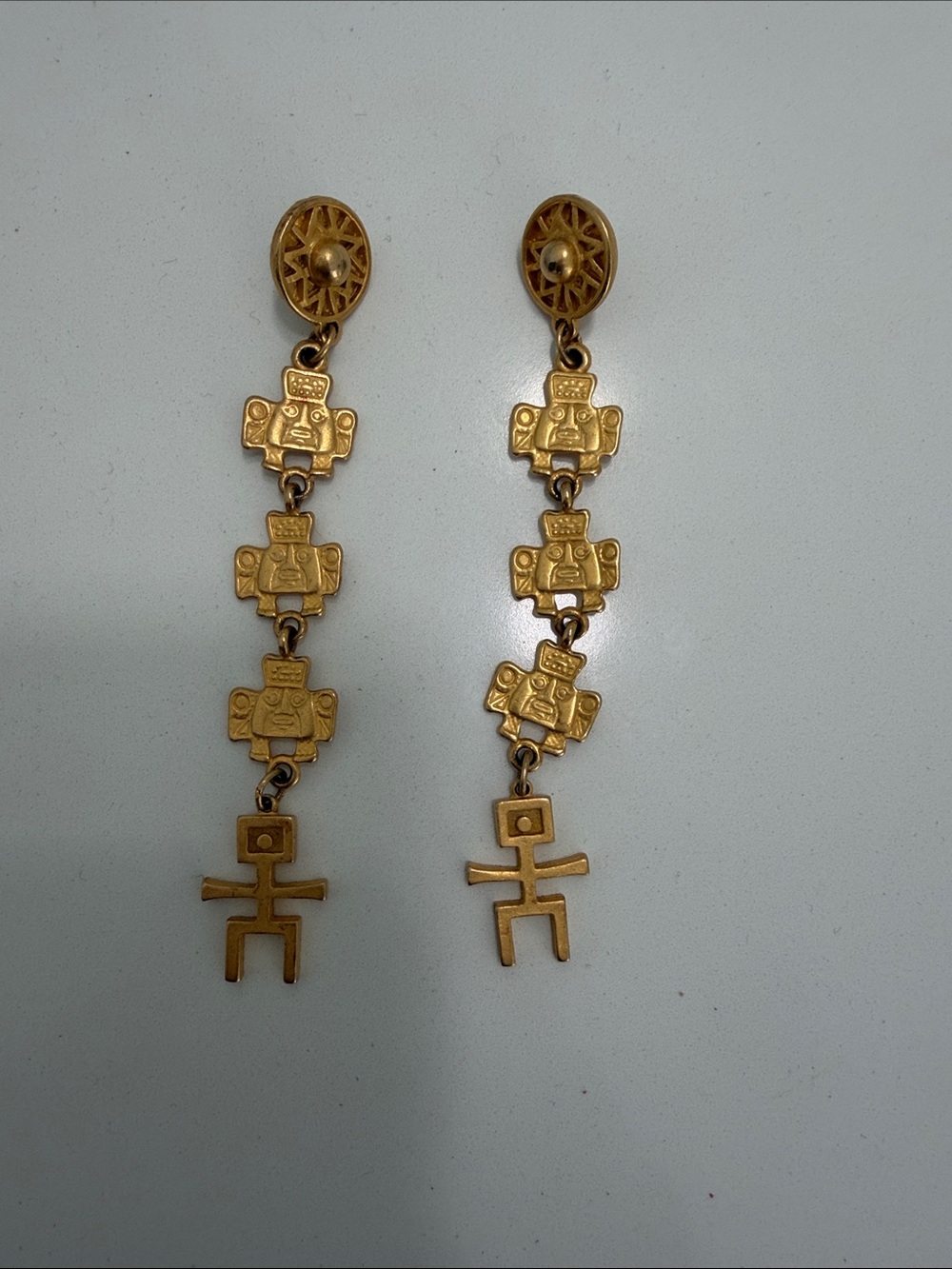 Gold-Tone Tribal Drop Earrings